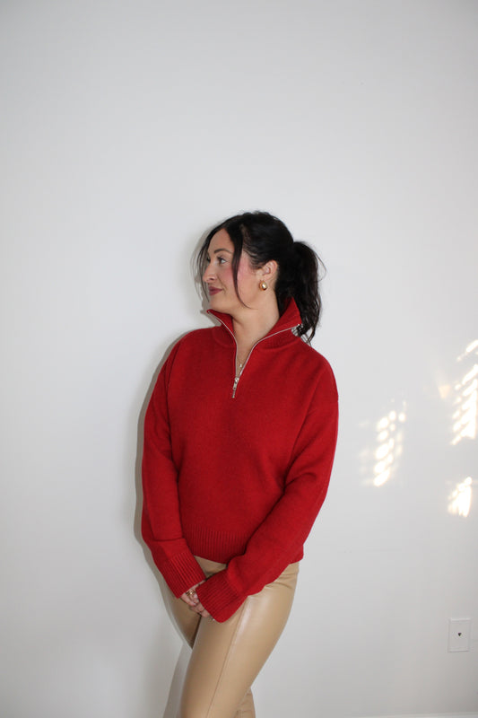 Half zip knit sweater