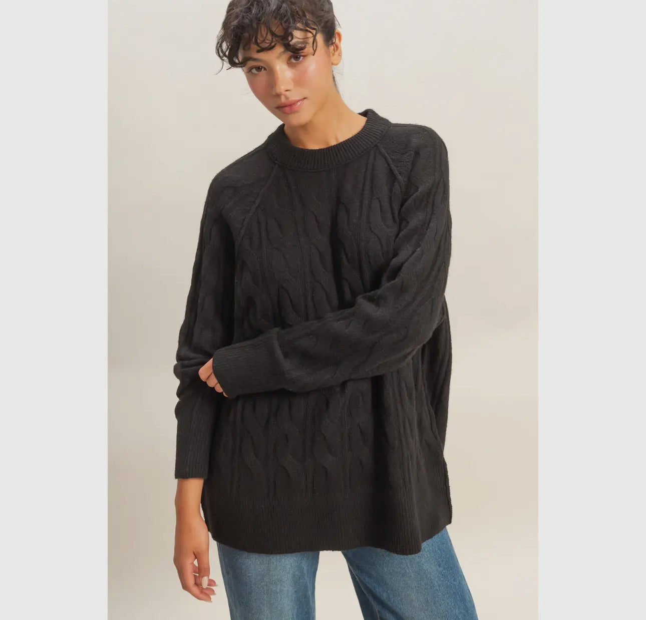 Oversized cable knit sweater