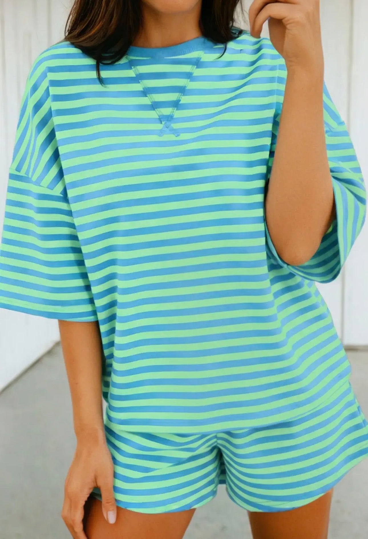 Stripe casual short set