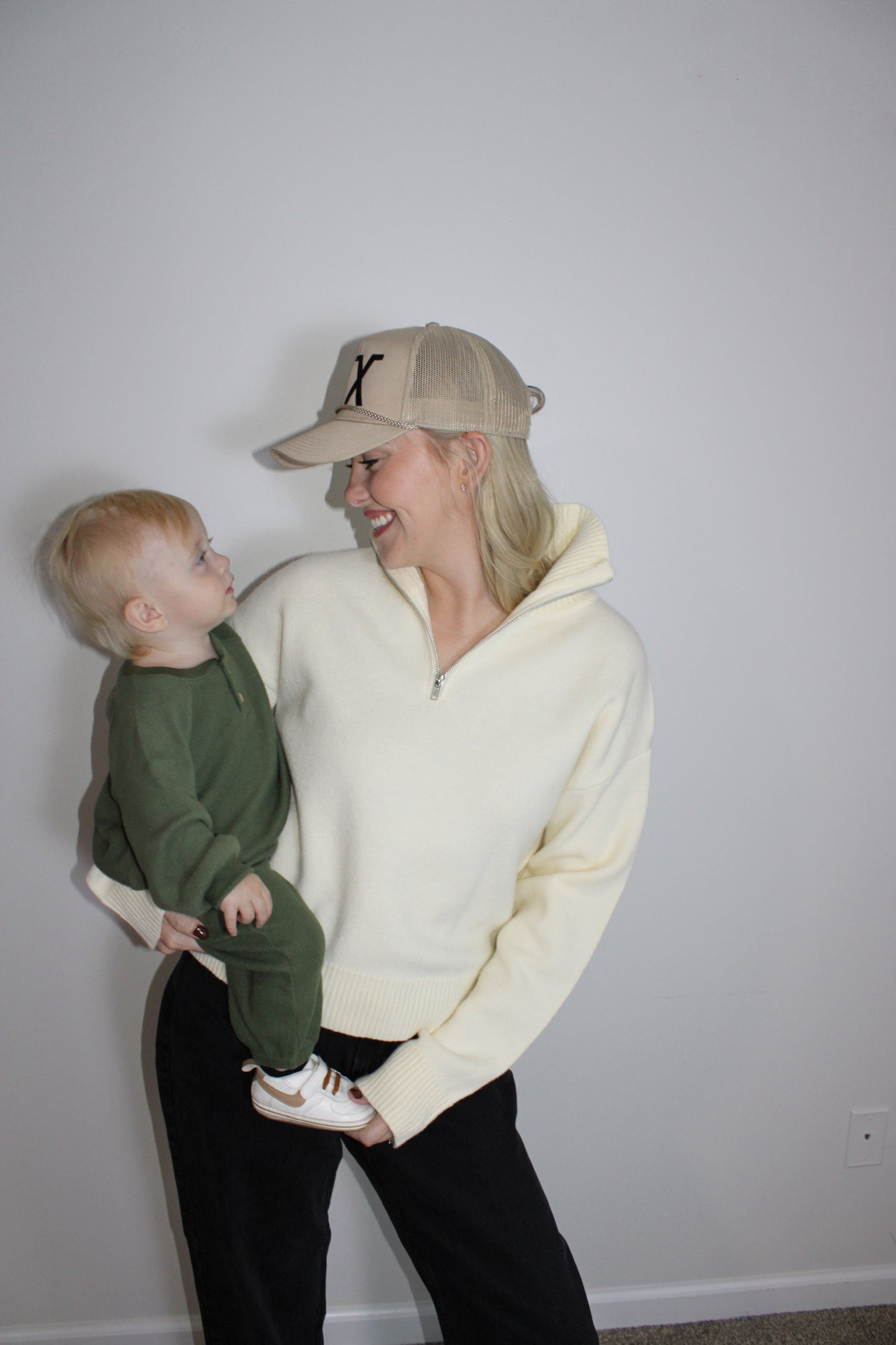 Half zip knit sweater