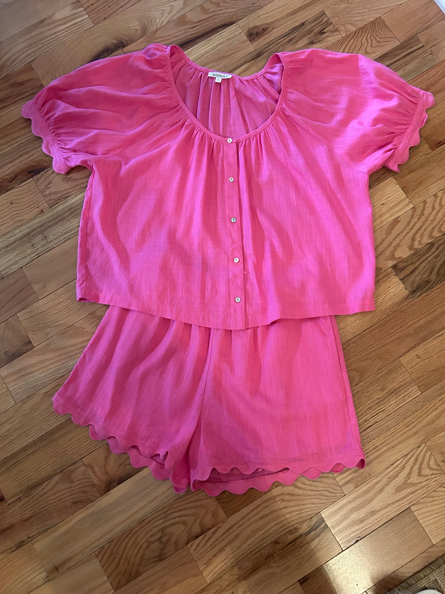 Pink scallop short set