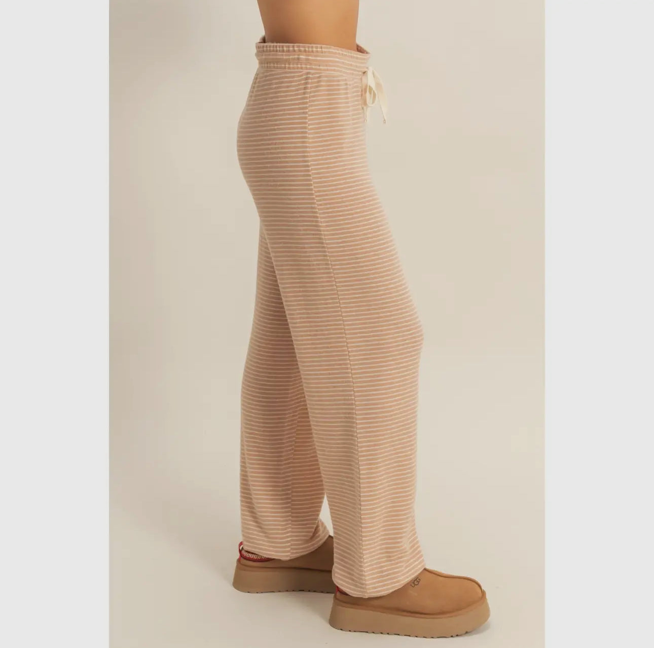 Taupe stripe lounge pants