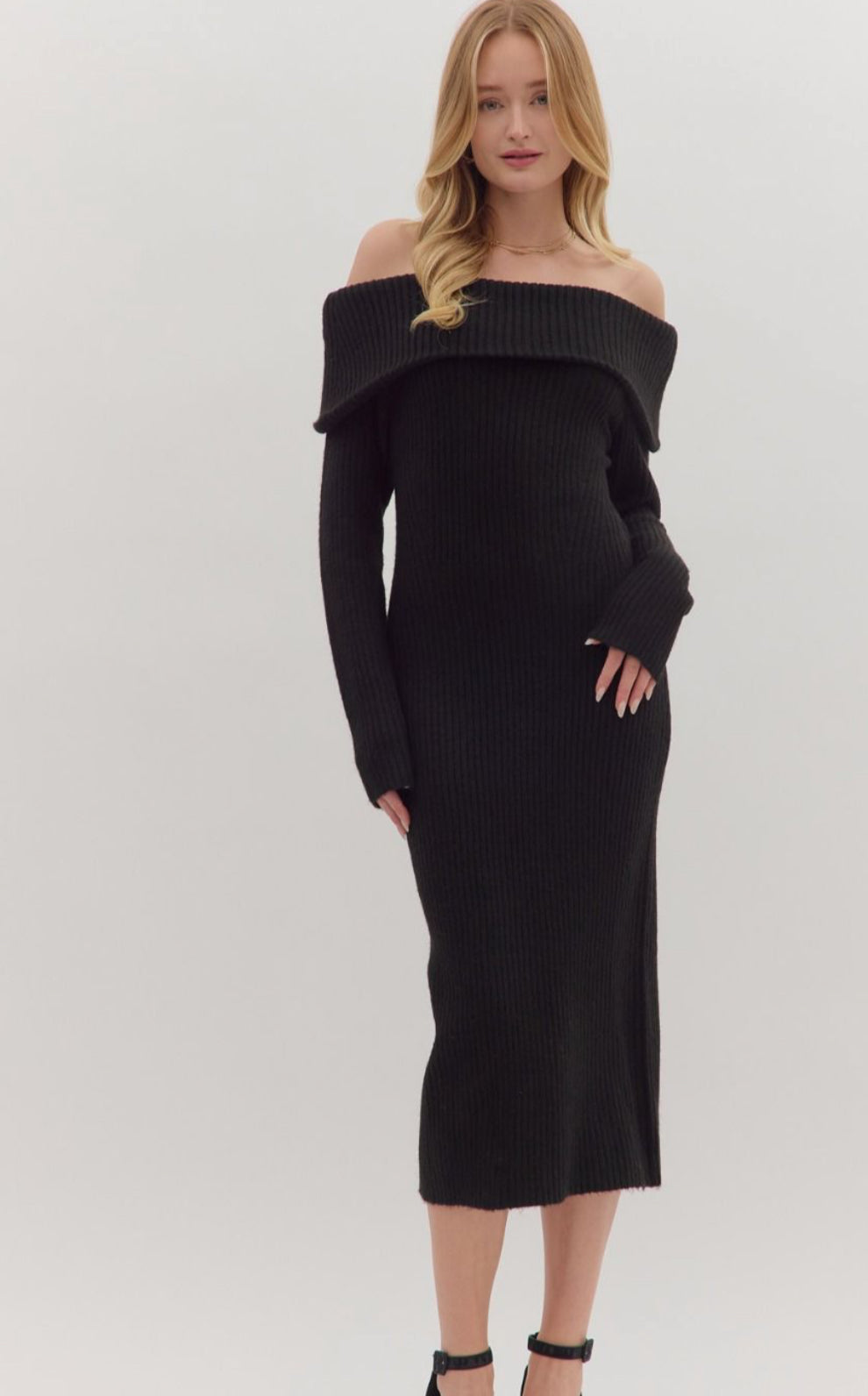 Black off the shoulder maxi