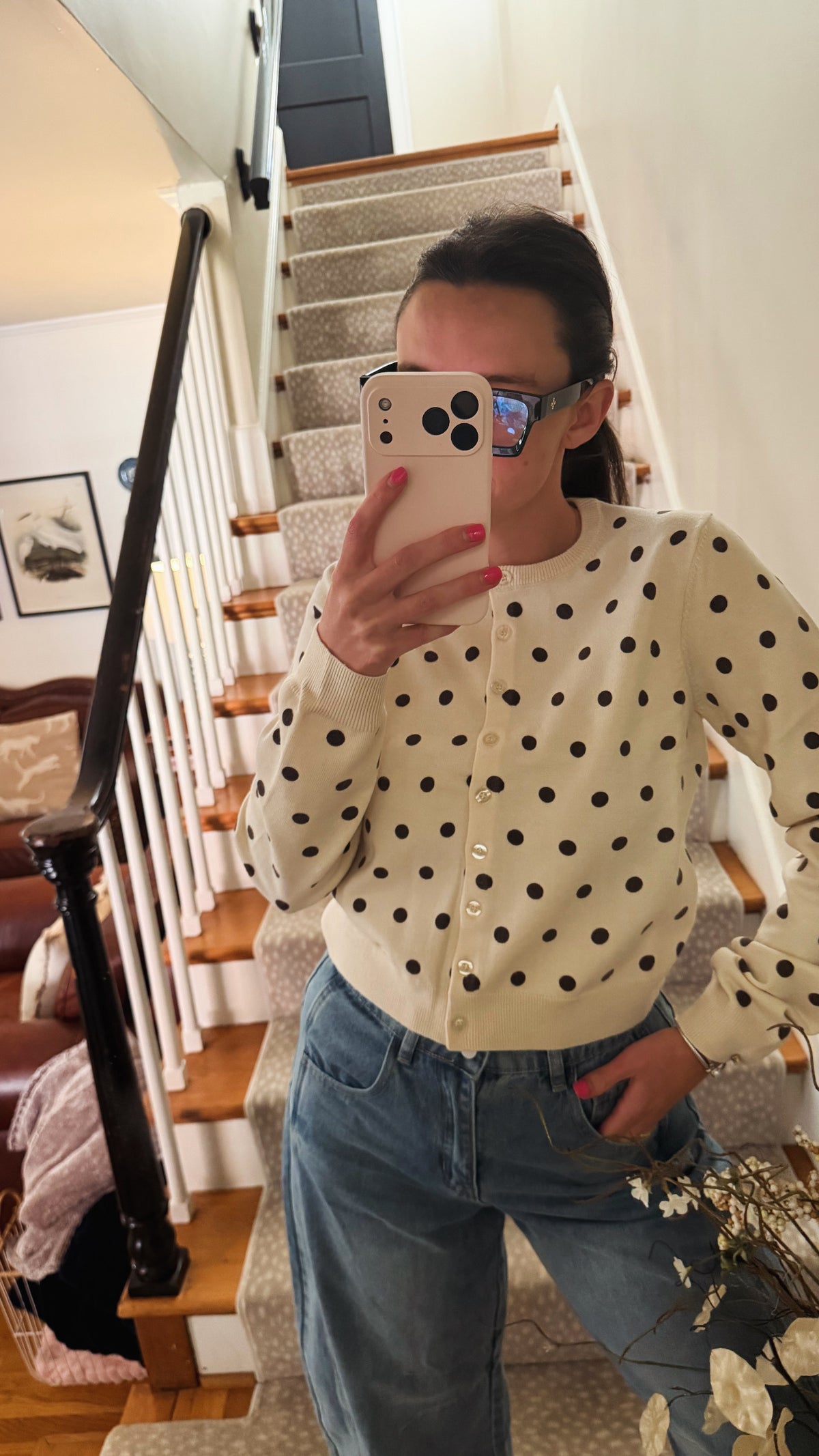 Polka dot sweater cardigan