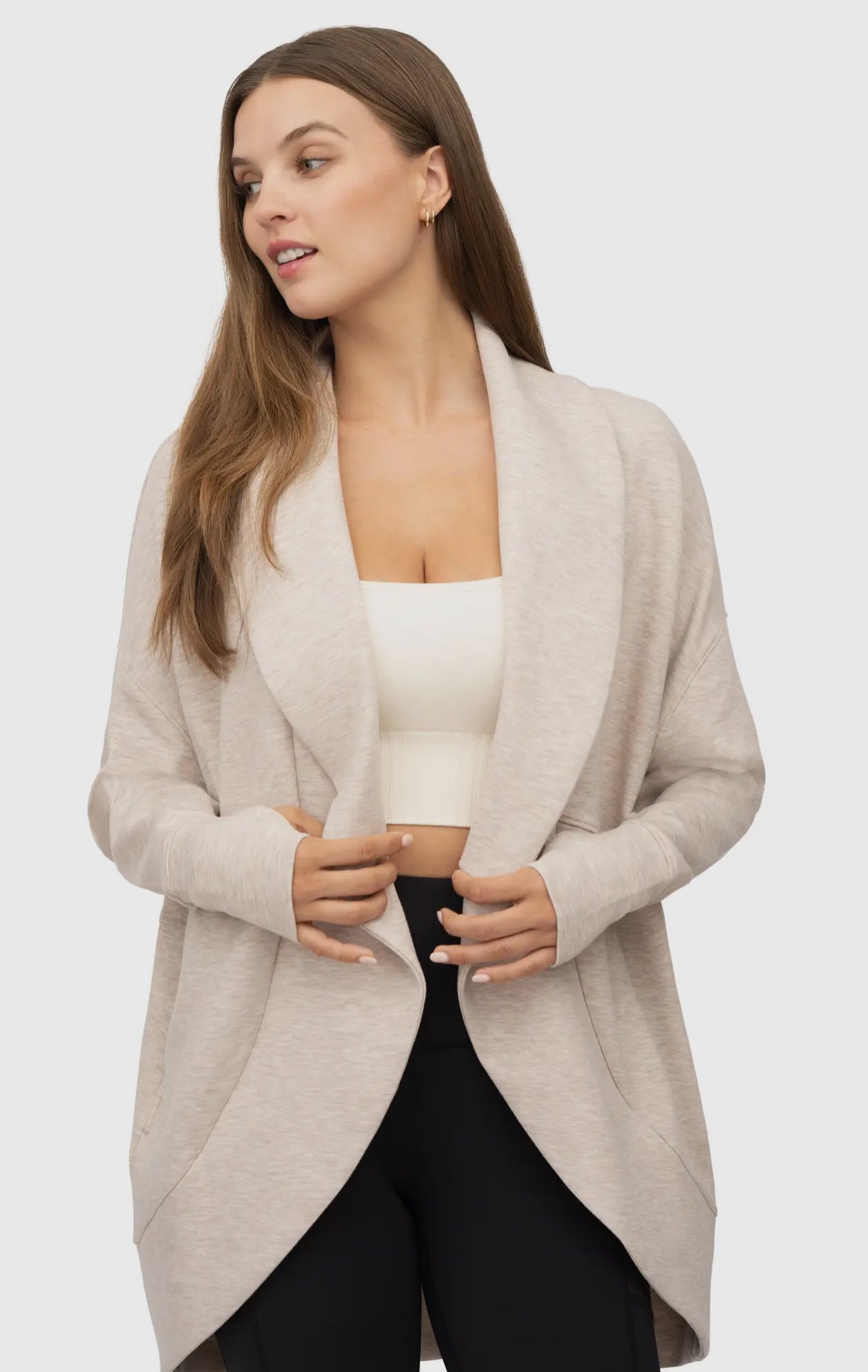 Scuba cream wrap cardigan