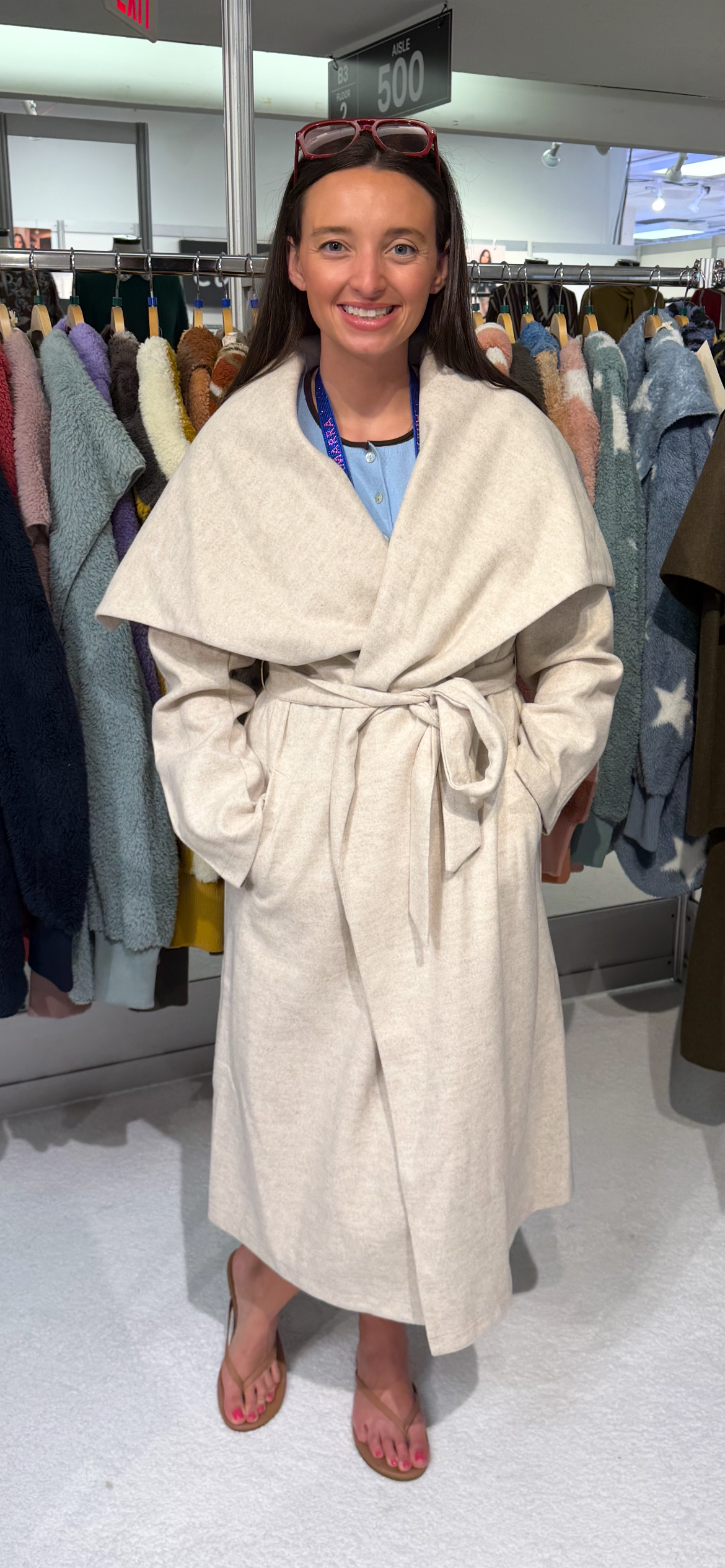 Oatmeal winter wrap coat