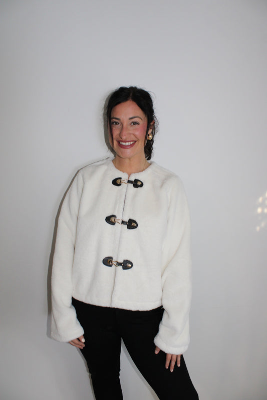 Cream Sherpa button jacket