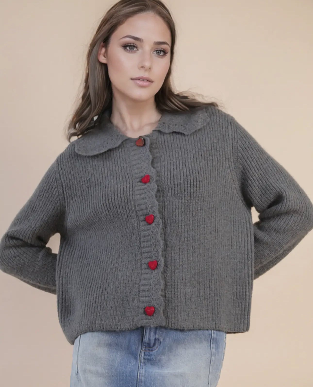 Grey heart cardigan
