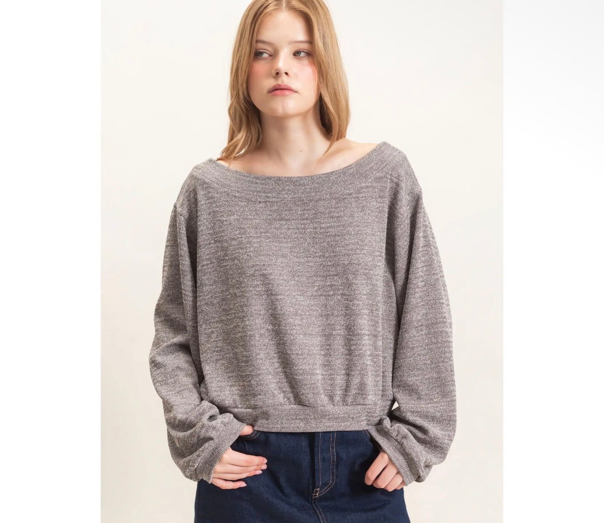 Grey round neck sweater