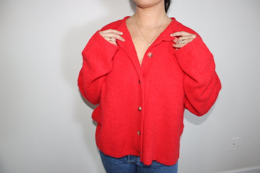 Red poppy cardigan