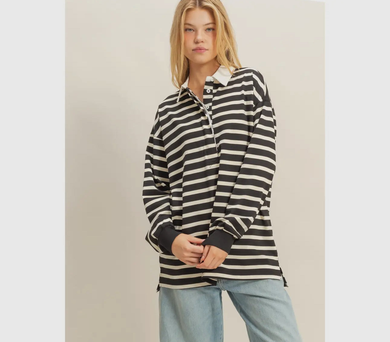 Black and white rugby tee