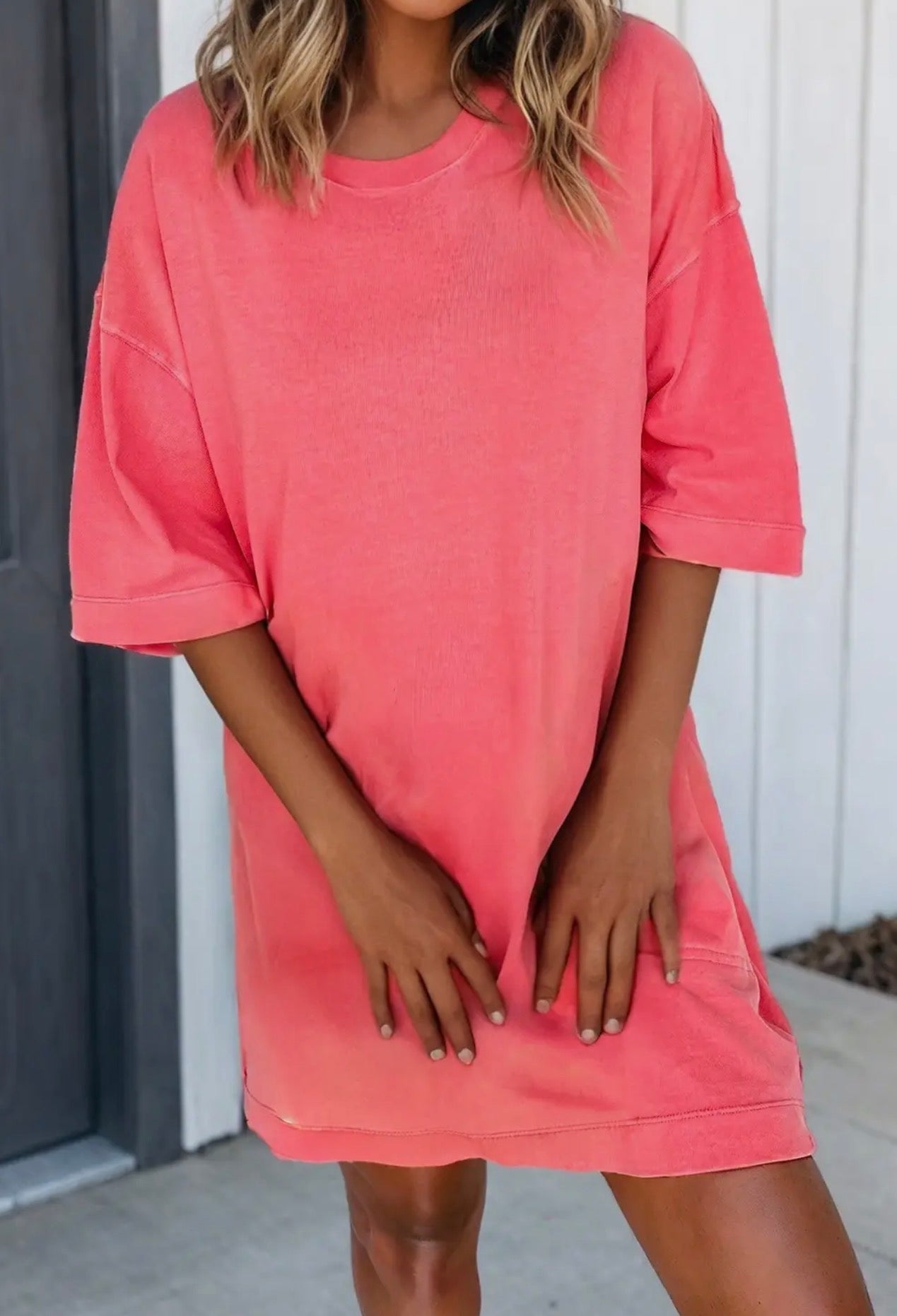 Coral t shirt oversized dress
