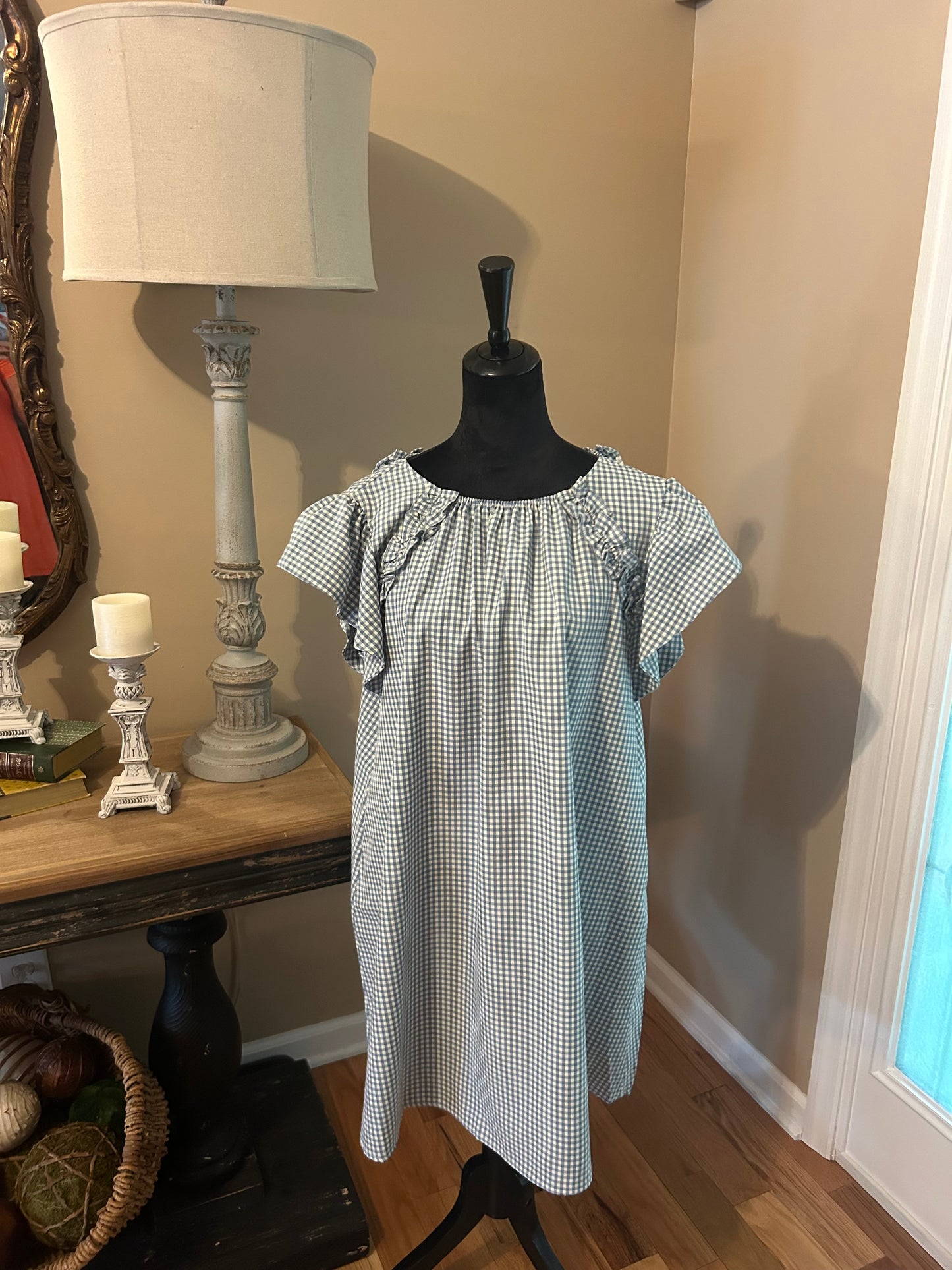 Blue gingham dress