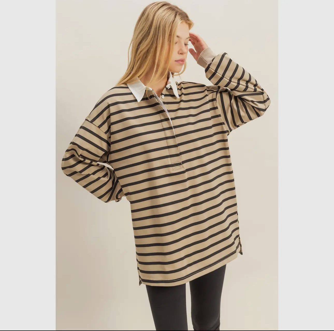 Chocolate stripe rugby tee