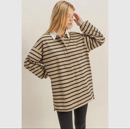 Chocolate stripe rugby tee
