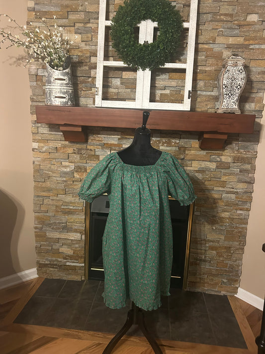 Green floral mini dress