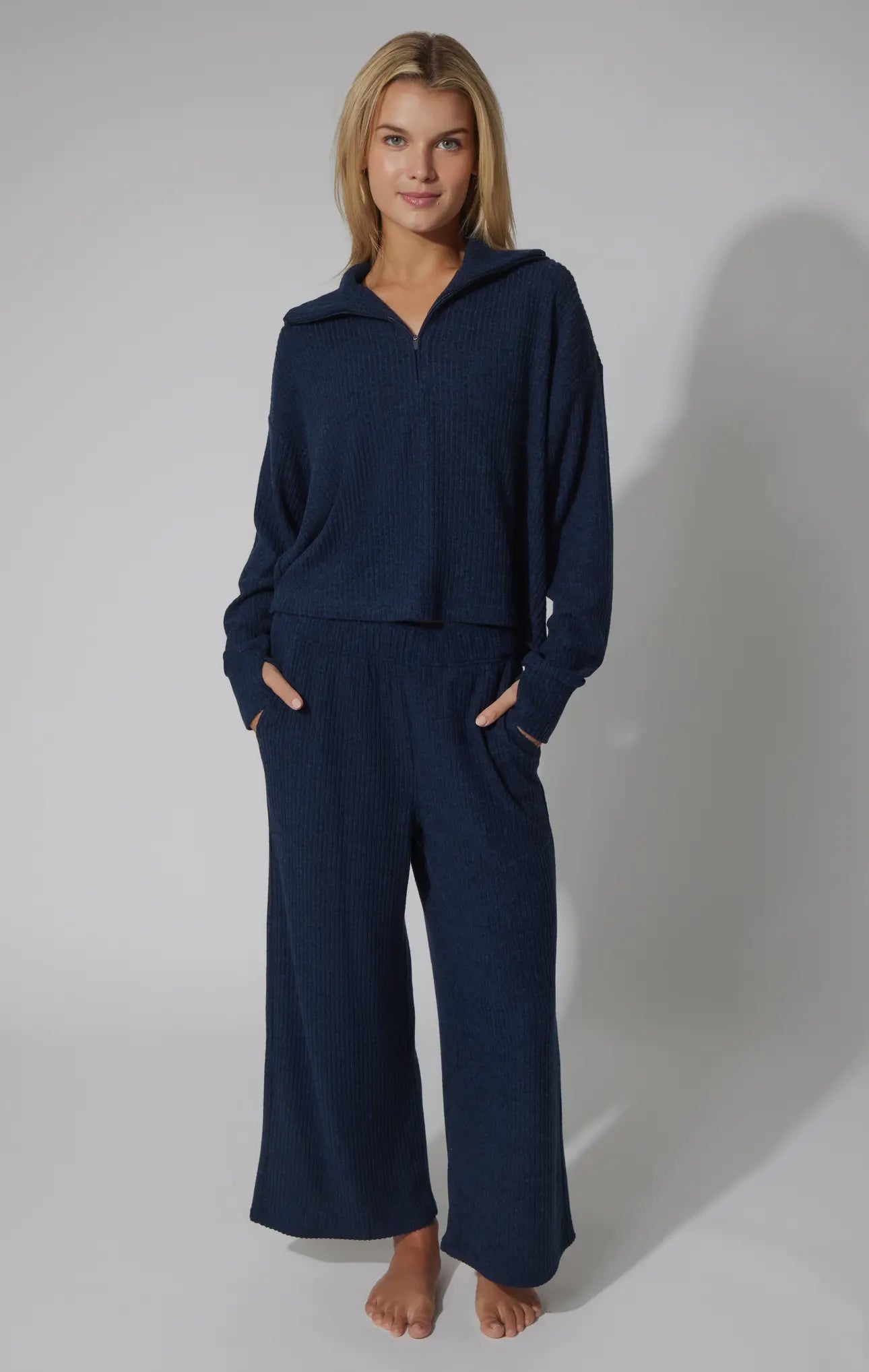 Navy ribbed sweat set