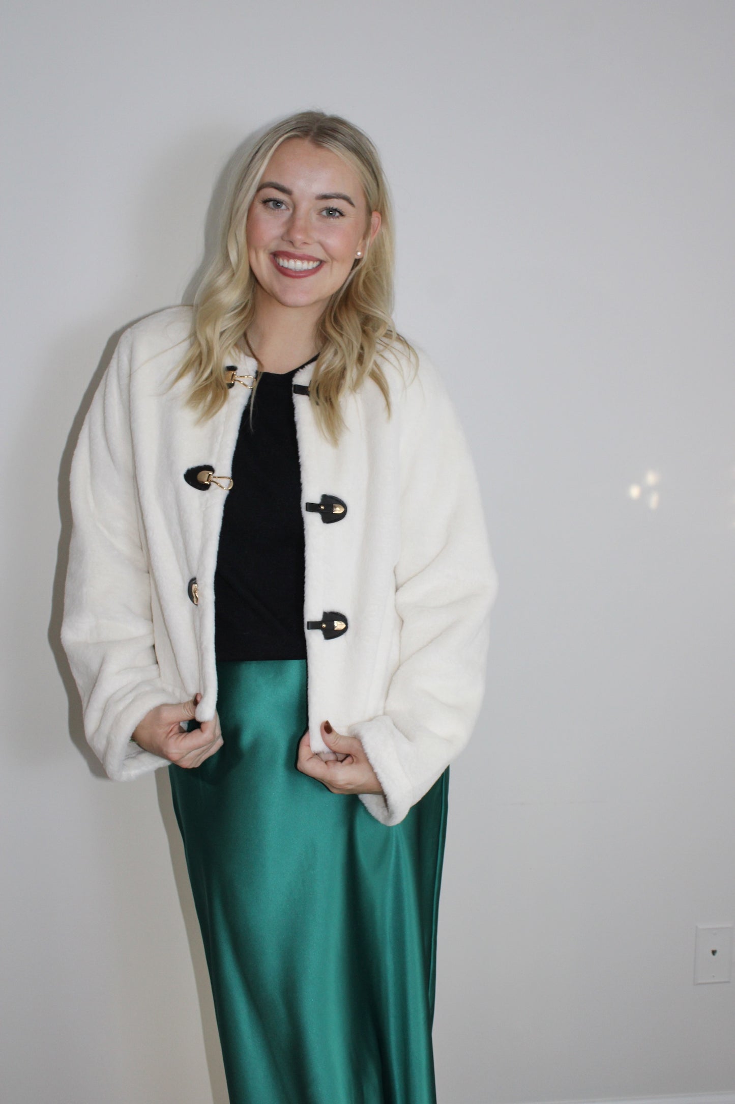 Cream Sherpa button jacket