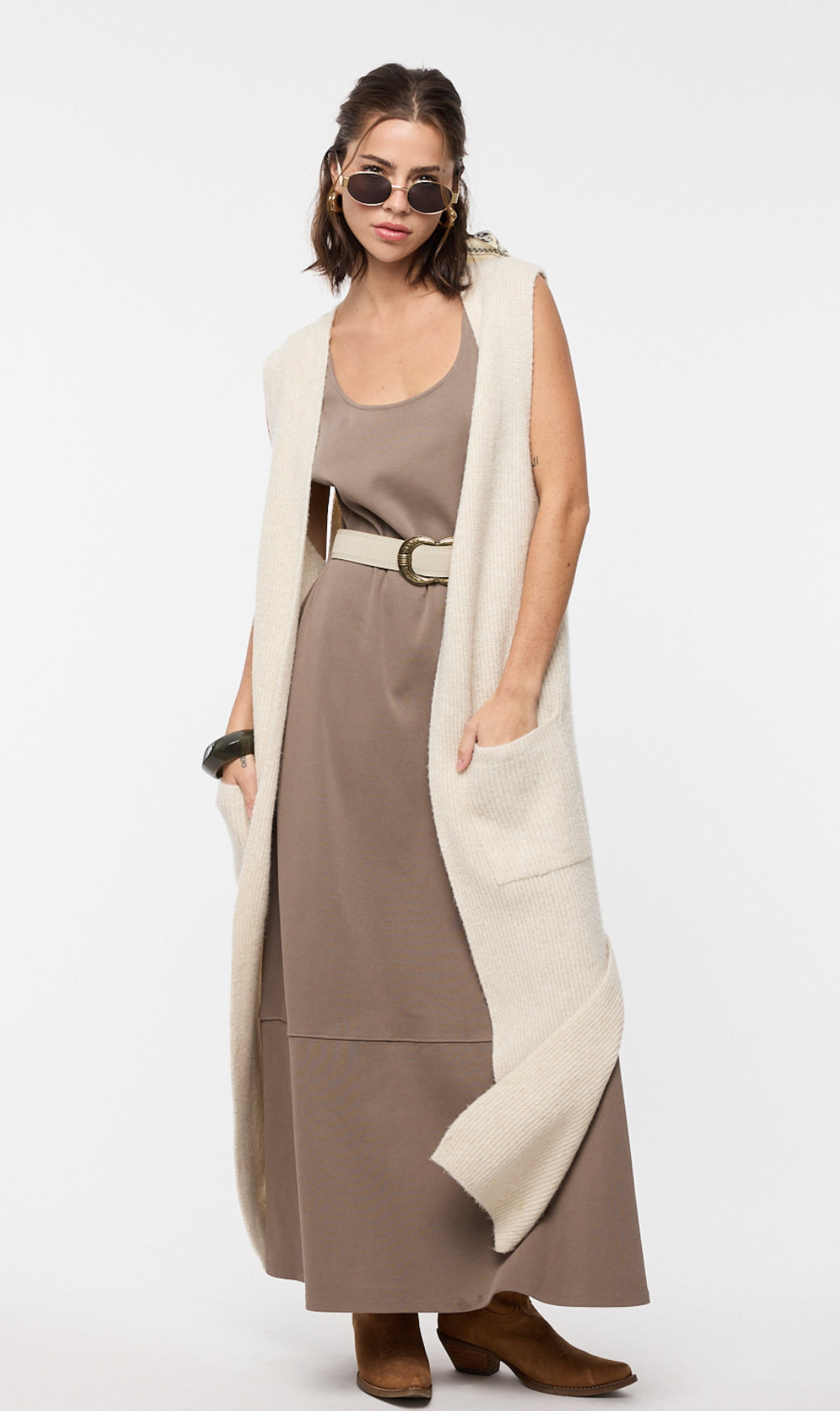 Long sweater vest cardigan