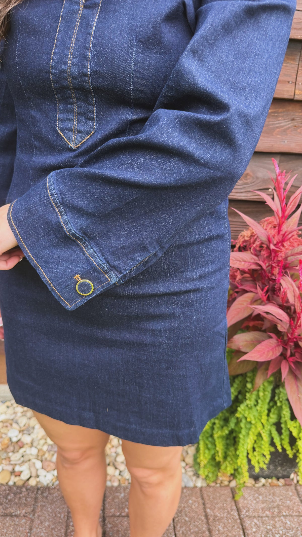 Denim long sleeve mini dress