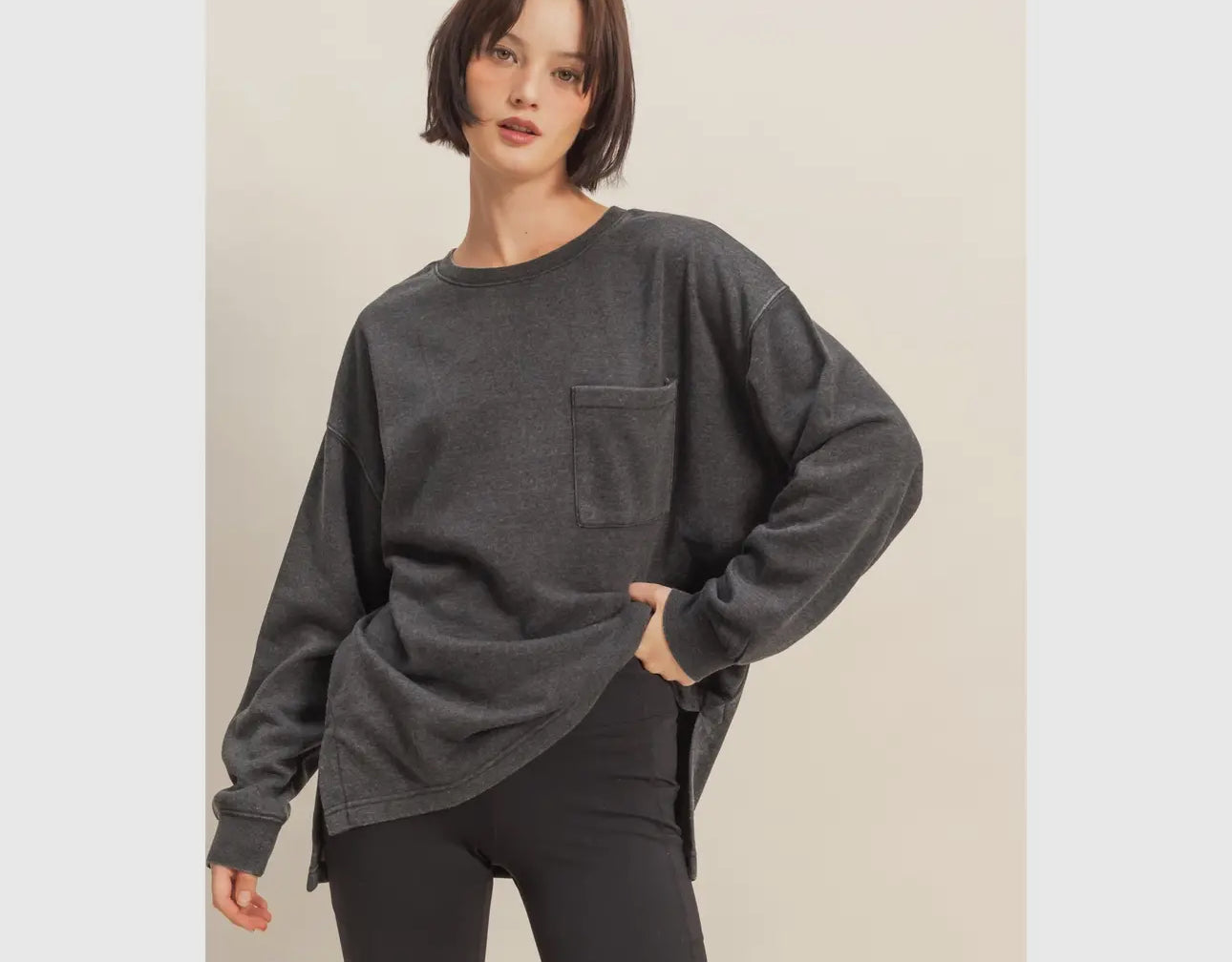 Black pocket pullover