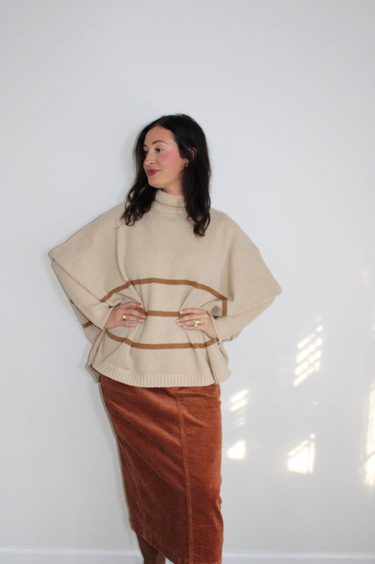 Chocolate striped oversized turtleneck