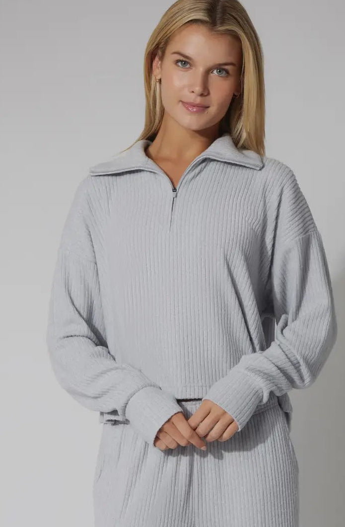 Heather grey ribbed TOP ONLY