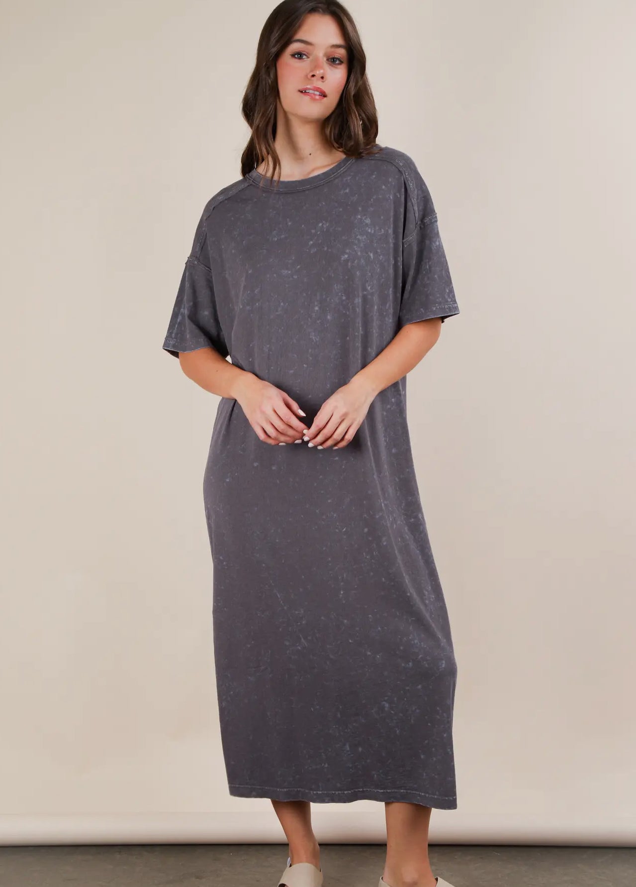 Mineral washed t shirt maxi