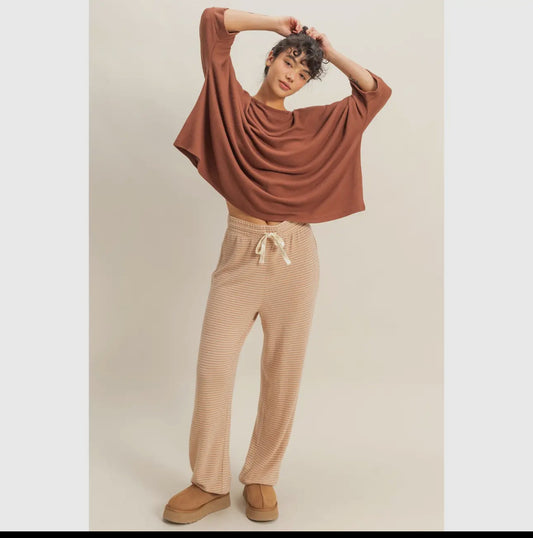Taupe stripe lounge pants