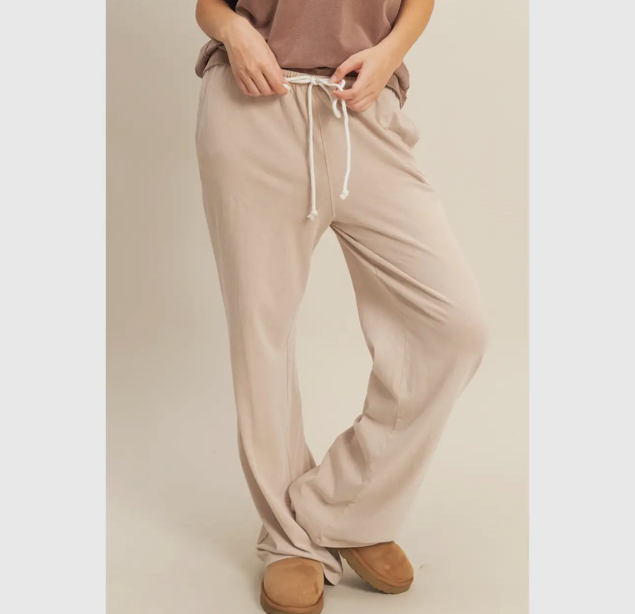 Fleece wide leg sweats