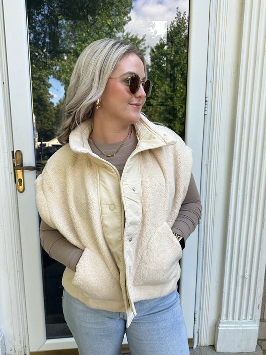 Cream Sherpa Vest