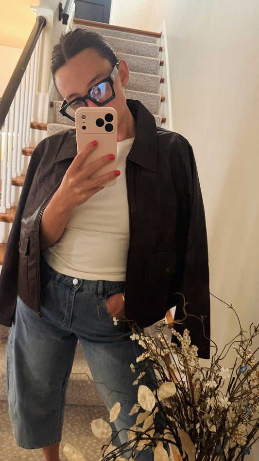 Coffee leather jacket