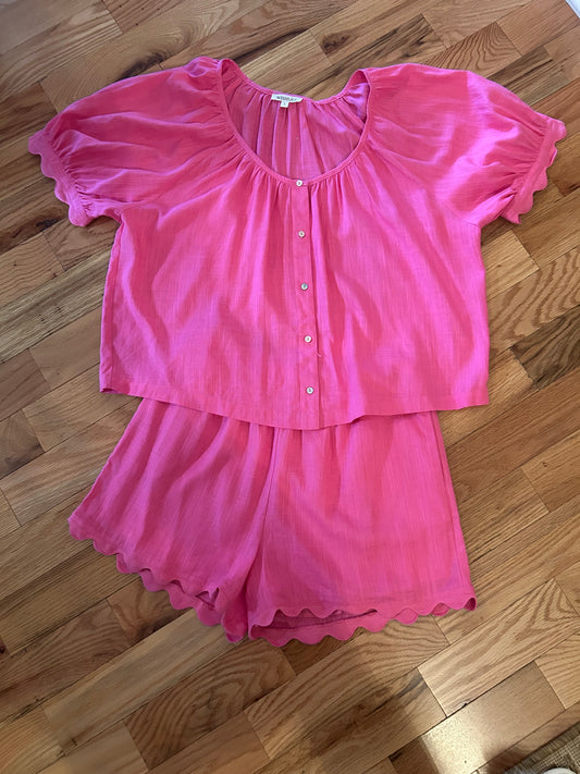 Pink scallop short set