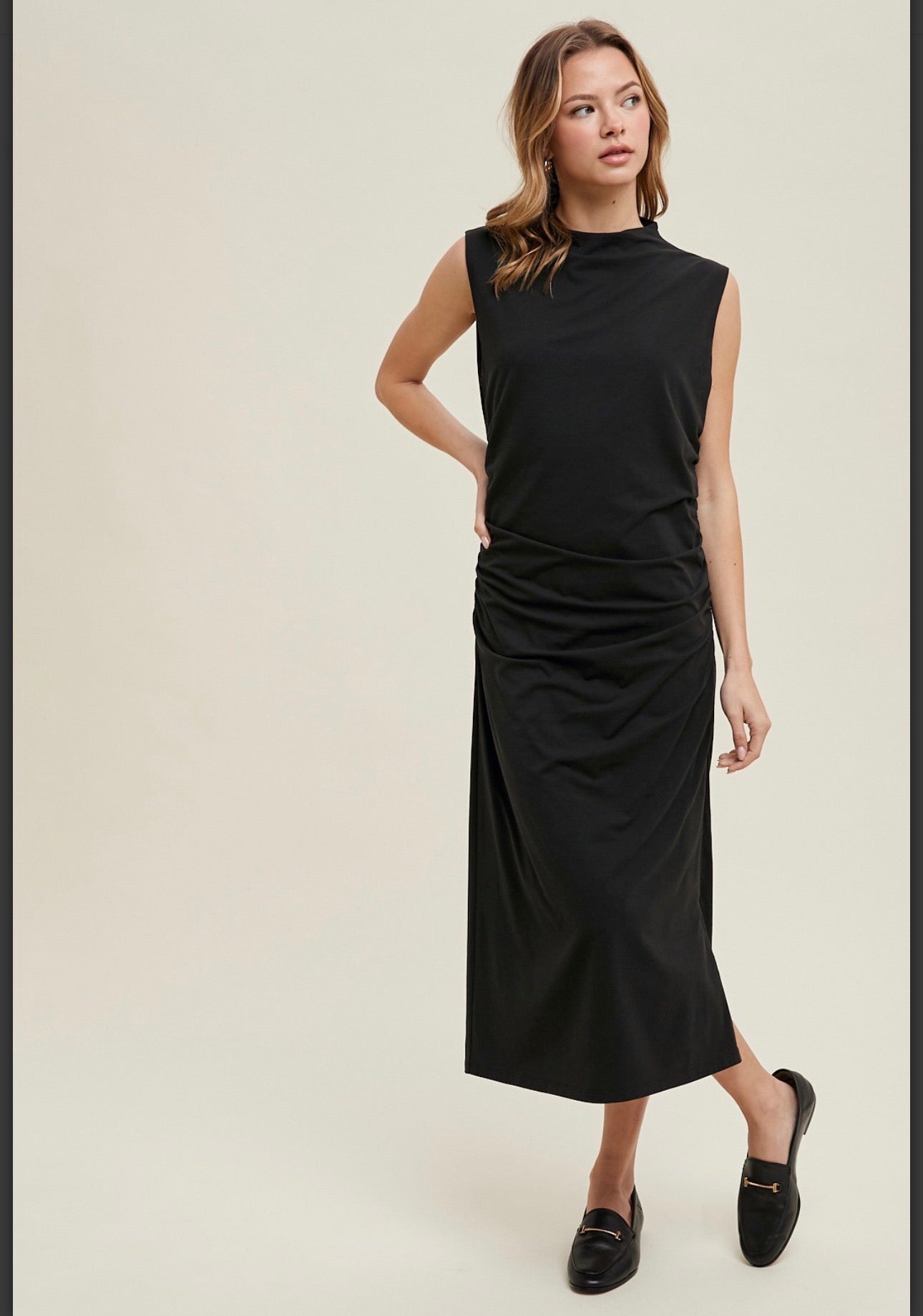 Black midi knit dress