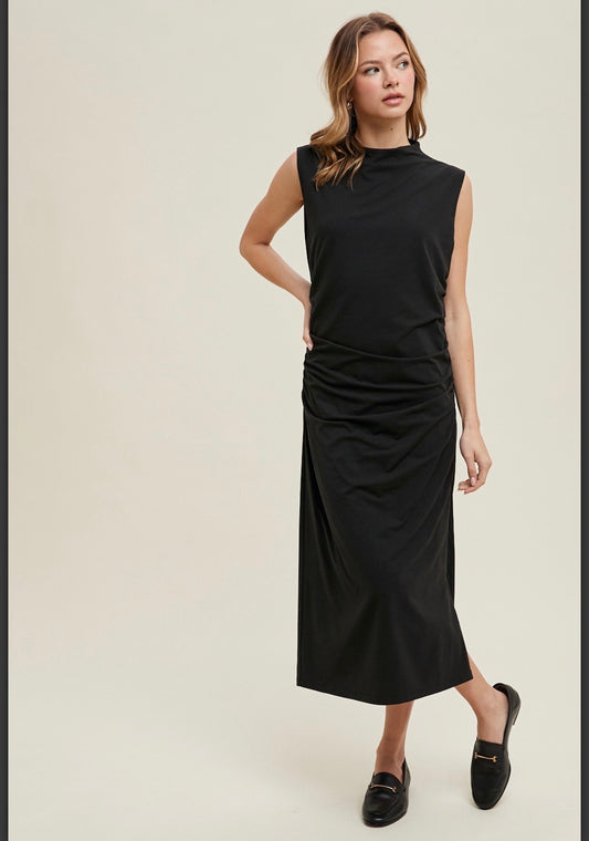 Black midi knit dress