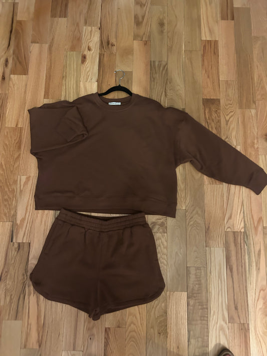 Brown lounge short set