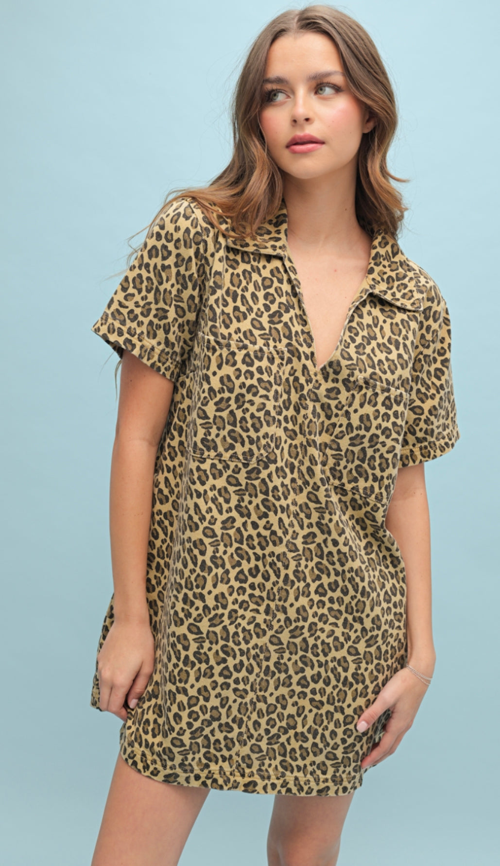 Leopard mini shift dress