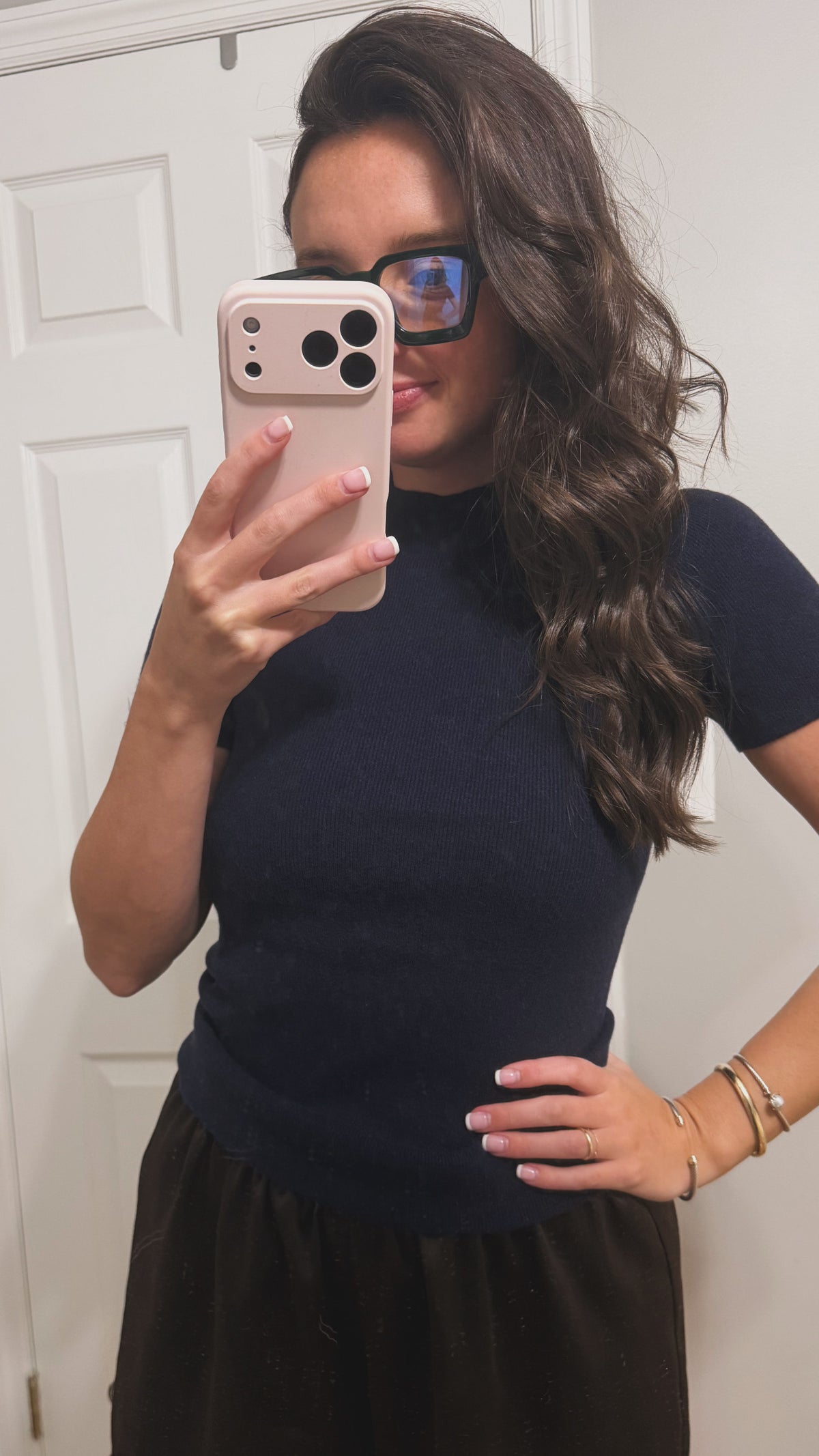 Navy short sleeve sweater