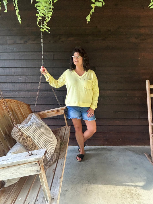 butter v neck sweater