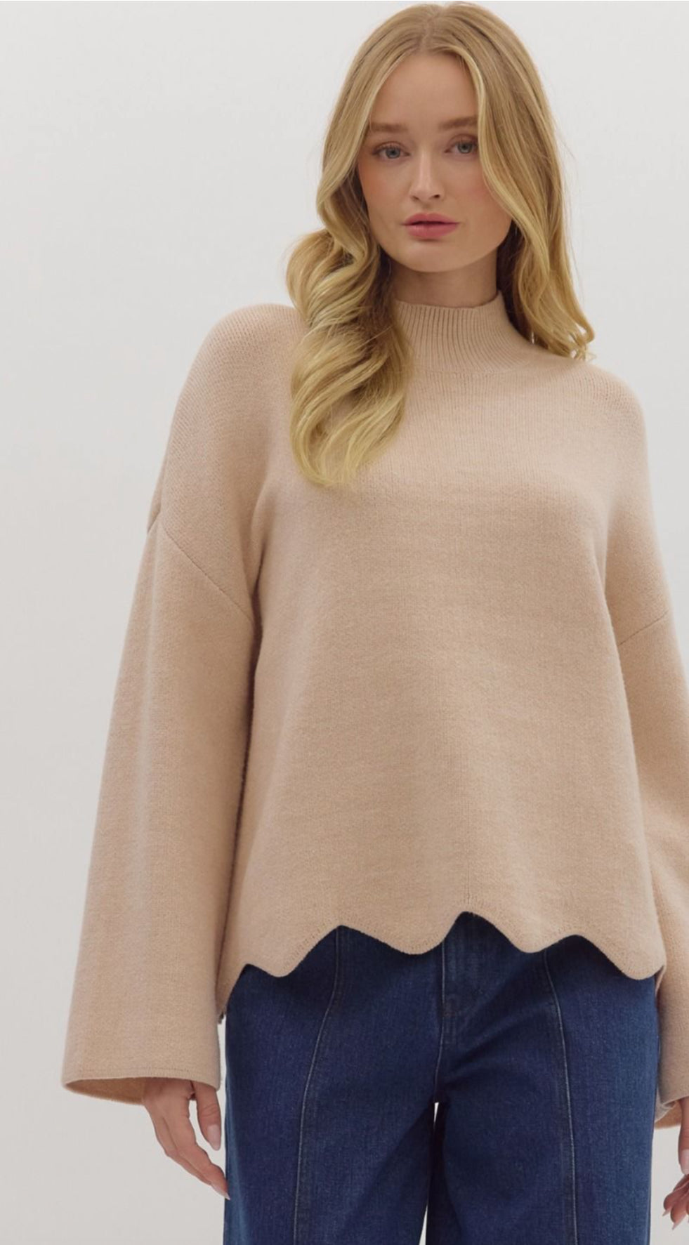 Oatmeal scalloped sweater