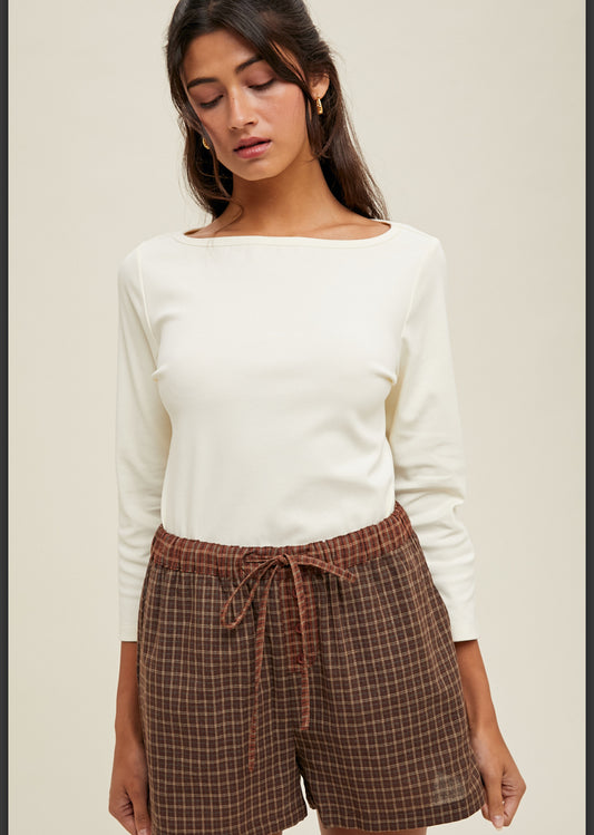 Cream boat neck top