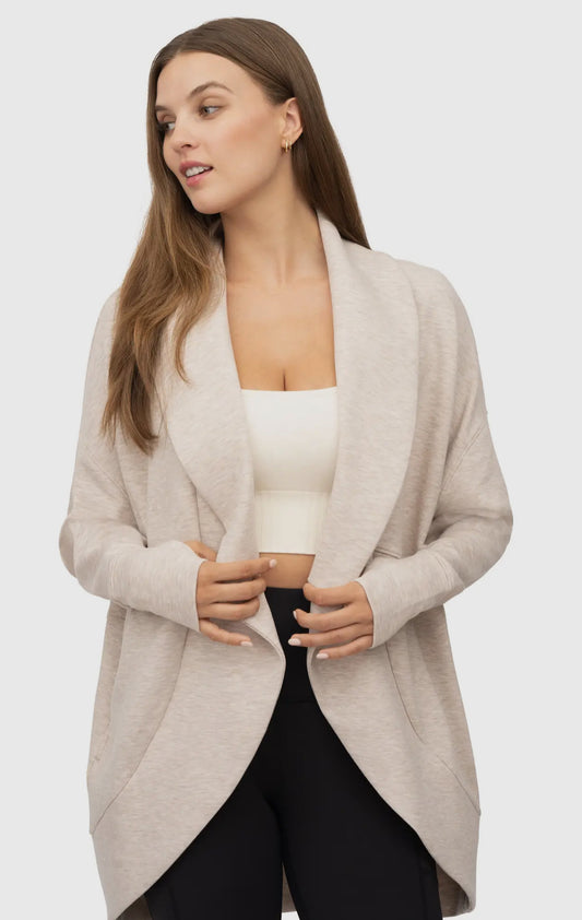 Scuba cream wrap cardigan