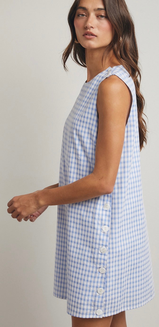 Check mini button dress