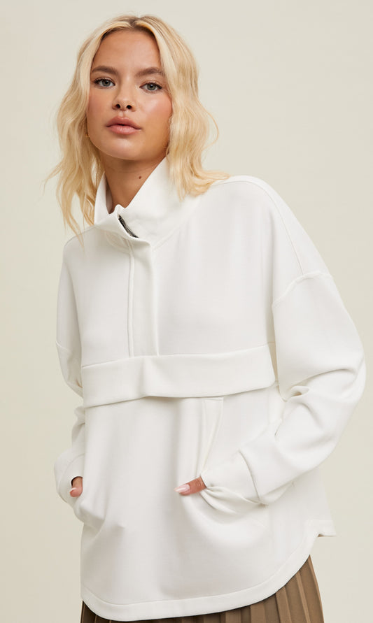 White half zip pullover