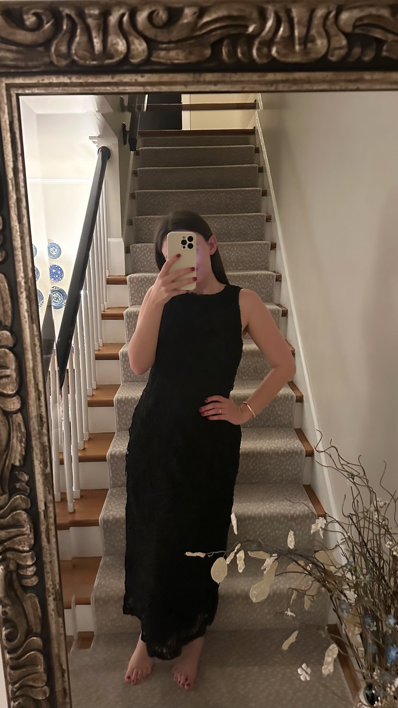 Black Textured midi dress