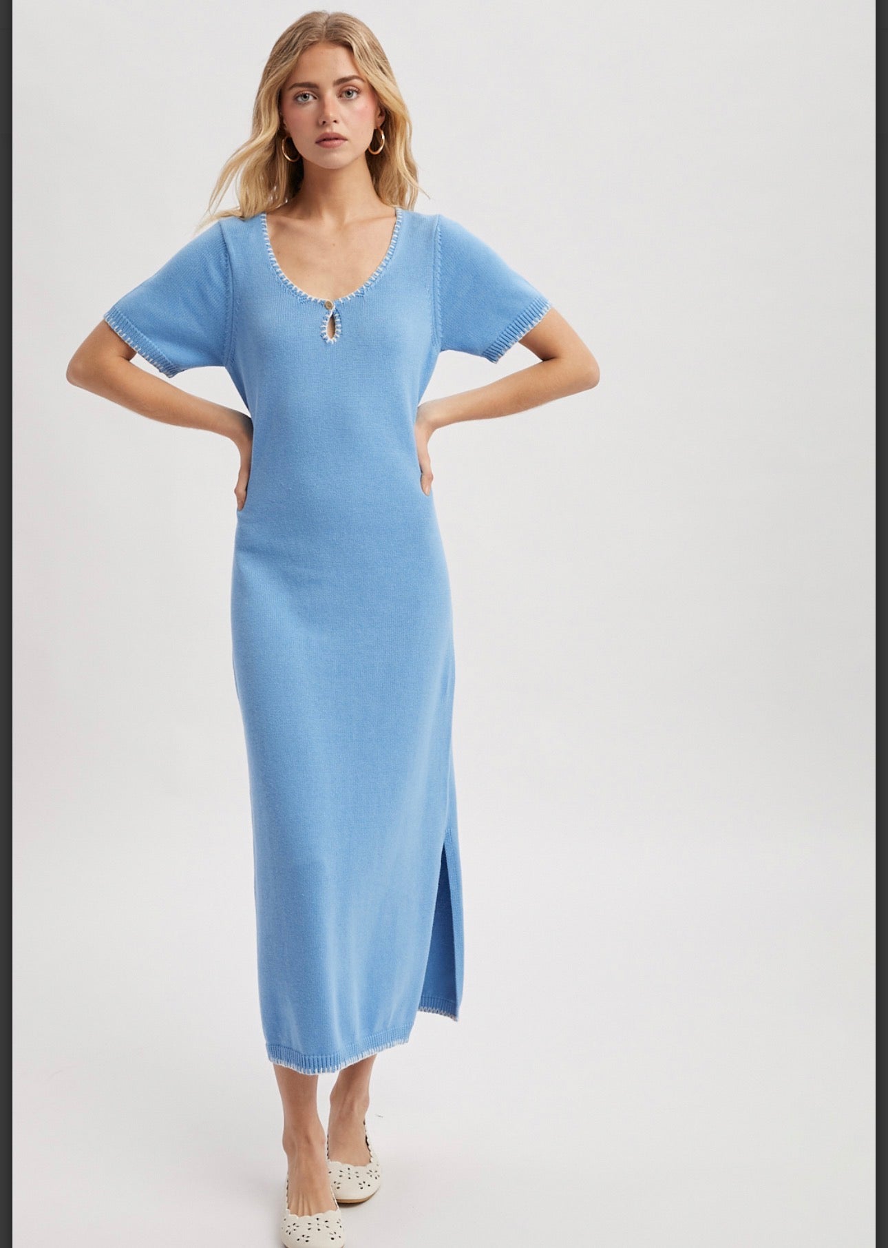 Coastal blue knit dress