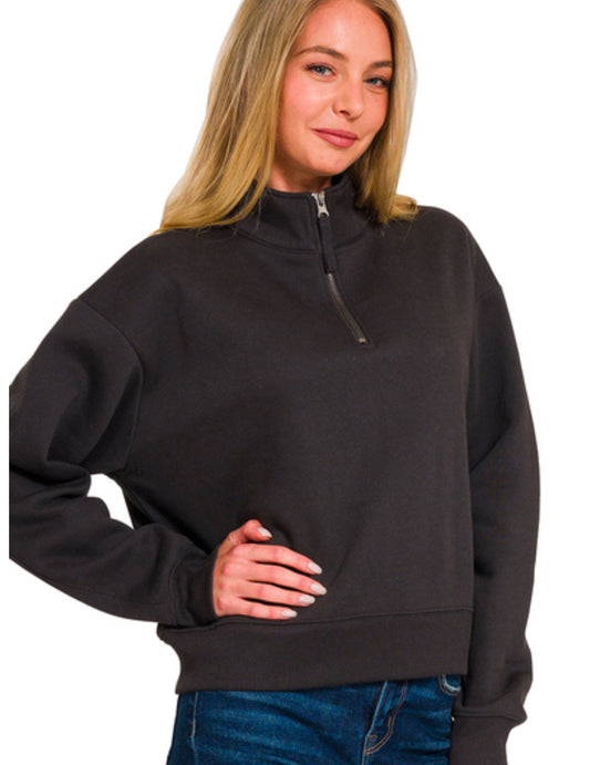 Black half zip pullover