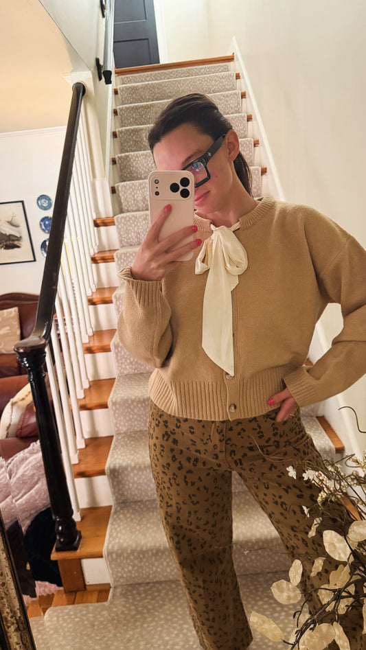 Tan bow cardigan
