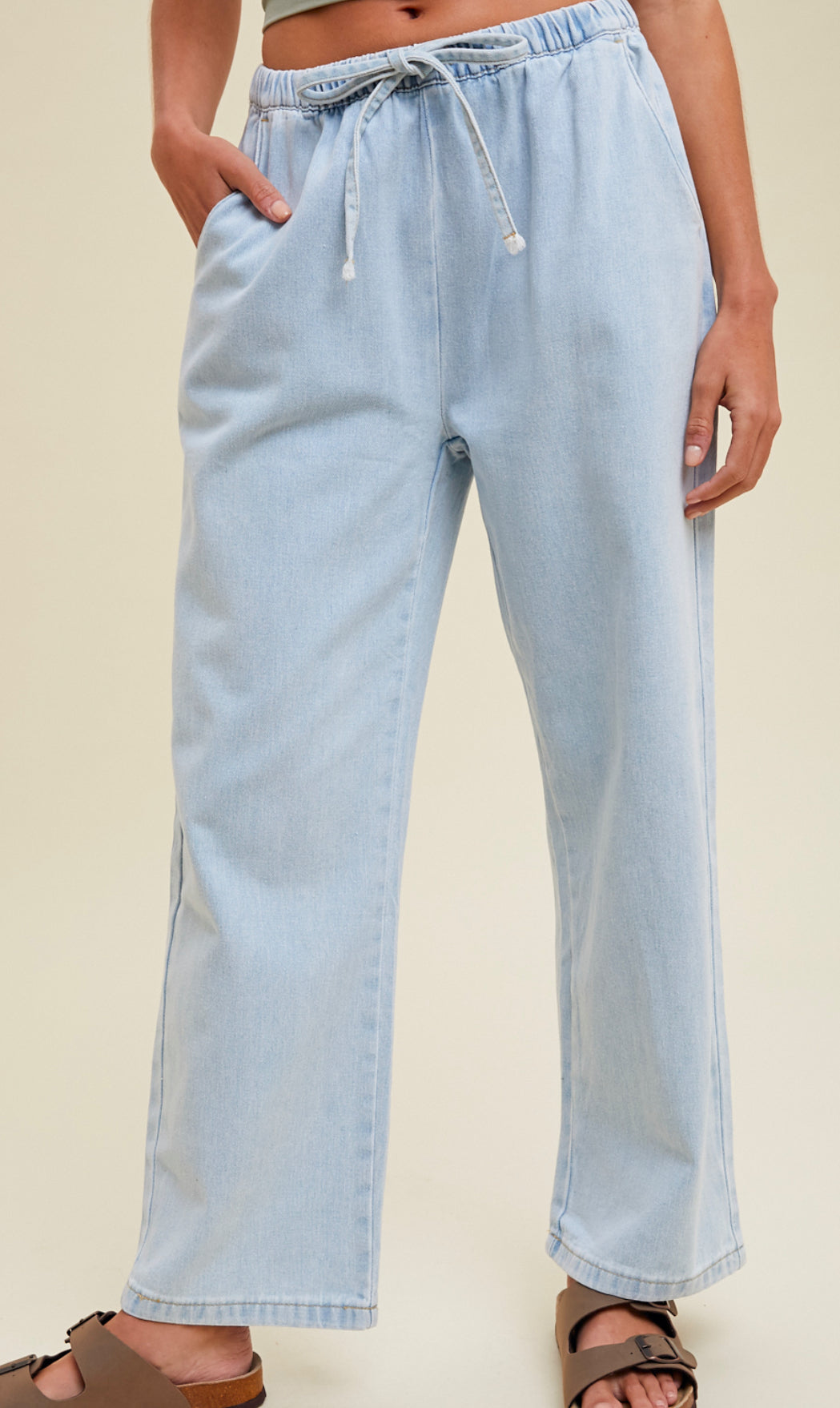 Denim pull on pants