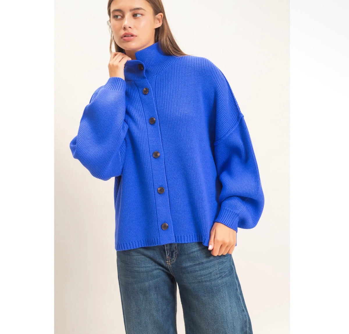 Cobalt blue button sweater